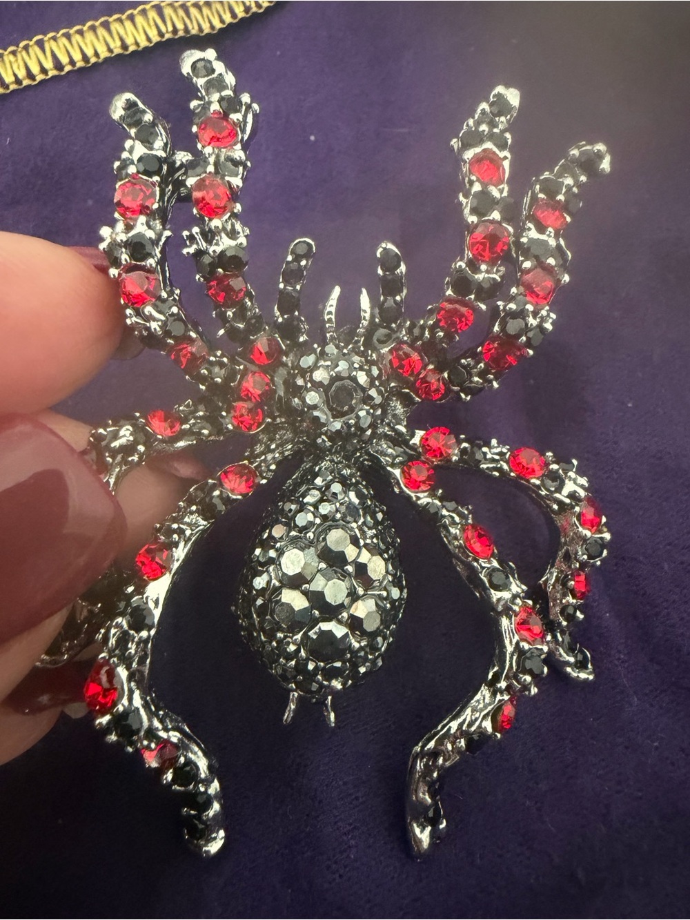 RARE Red Crystal Spider Brooch Kitschy Anthropomorphic